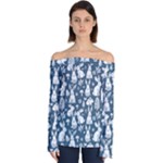 Easter bunny pattern Off Shoulder Long Sleeve Top