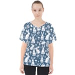 Easter bunny pattern V-Neck Dolman Drape Top