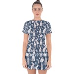 Easter bunny pattern Drop Hem Mini Chiffon Dress