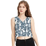 Easter bunny pattern V-Neck Cropped Tank Top