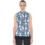 Easter bunny pattern Mock Neck Shell Top