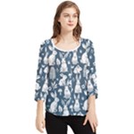 Easter bunny pattern Chiffon Quarter Sleeve Blouse