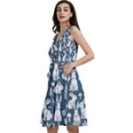 Easter bunny pattern Sleeveless V-Neck Skater Dress with Pockets