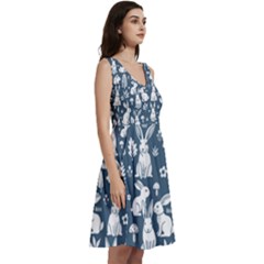 Sleeveless V-Neck Skater Dress with Pockets 