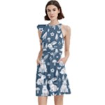 Easter bunny pattern Cocktail Party Halter Sleeveless Dress With Pockets