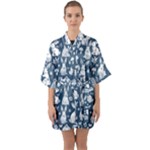 Easter bunny pattern Half Sleeve Satin Kimono 