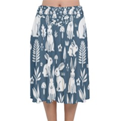 Velvet Flared Midi Skirt 