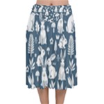 Easter bunny pattern Velvet Flared Midi Skirt