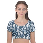 Easter bunny pattern Velvet Short Sleeve Crop Top 