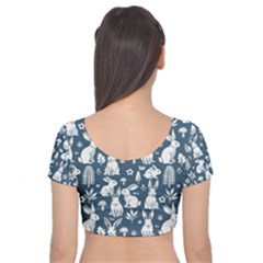 Velvet Short Sleeve Crop Top  