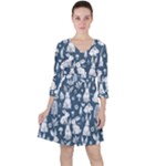 Easter bunny pattern Quarter Sleeve Ruffle Waist Dress