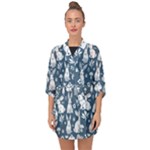 Easter bunny pattern Half Sleeve Chiffon Kimono