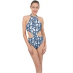 Easter bunny pattern Halter Side Cut Swimsuit