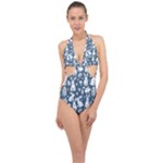 Easter bunny pattern Halter Front Plunge Swimsuit