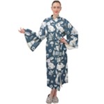 Easter bunny pattern Maxi Velvet Kimono