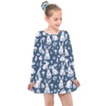 Easter bunny pattern Kids  Long Sleeve Dress