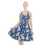 Easter bunny pattern Halter Party Swing Dress 