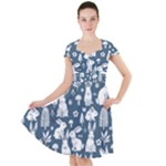 Easter bunny pattern Cap Sleeve Midi Dress With Pockets