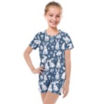 Easter bunny pattern Kids  Mesh T-Shirt and Shorts Set