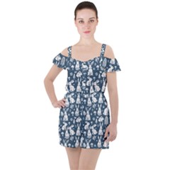 Ruffle Cut Out Chiffon Playsuit 