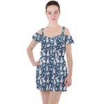 Easter bunny pattern Ruffle Cut Out Chiffon Playsuit