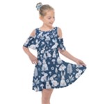 Easter bunny pattern Kids  Shoulder Cutout Chiffon Dress