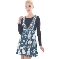 Plunge Pinafore Velour Dress 