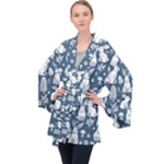 Easter bunny pattern Long Sleeve Velvet Kimono 