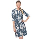 Easter bunny pattern Long Sleeve Mini Shirt Dress