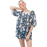 Easter bunny pattern Oversized Chiffon Top