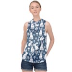 Easter bunny pattern High Neck Satin Top