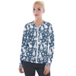 Easter bunny pattern Velvet Zip Up Jacket