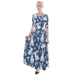 Easter bunny pattern Half Sleeves Maxi Dress
