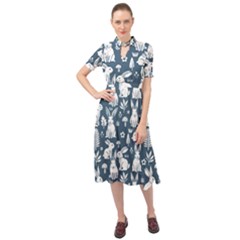 Keyhole Neckline Chiffon Dress 