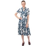 Easter bunny pattern Keyhole Neckline Chiffon Dress