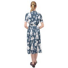 Keyhole Neckline Chiffon Dress 