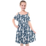 Easter bunny pattern Kids  Cut Out Shoulders Chiffon Dress