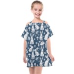 Easter bunny pattern Kids  One Piece Chiffon Dress