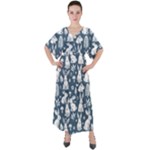 Easter bunny pattern V-Neck Boho Style Maxi Dress