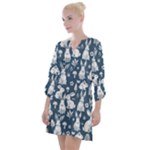 Easter bunny pattern Open Neck Shift Dress