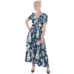 Easter bunny pattern Button Up Short Sleeve Maxi Dress