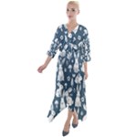 Easter bunny pattern Quarter Sleeve Wrap Front Maxi Dress