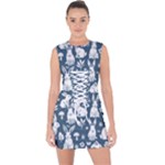 Easter bunny pattern Lace Up Front Bodycon Dress