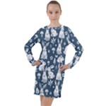 Easter bunny pattern Long Sleeve Hoodie Dress