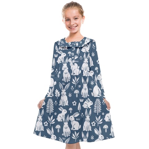 Easter bunny pattern Kids  Midi Sailor Dress from ArtsNow.com