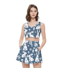 Easter bunny pattern Women s Crop Top Pleated Skater Rave Skirt from ArtsNow.com