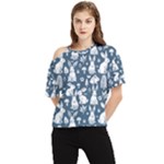 Easter bunny pattern One Shoulder Cut Out T-Shirt