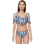 Easter bunny pattern Ruffle Edge Tie Up Bikini Set	