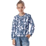 Easter bunny pattern Kids  Long Sleeve T-Shirt with Frill 