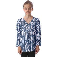 Kids  V Neck Casual Top 